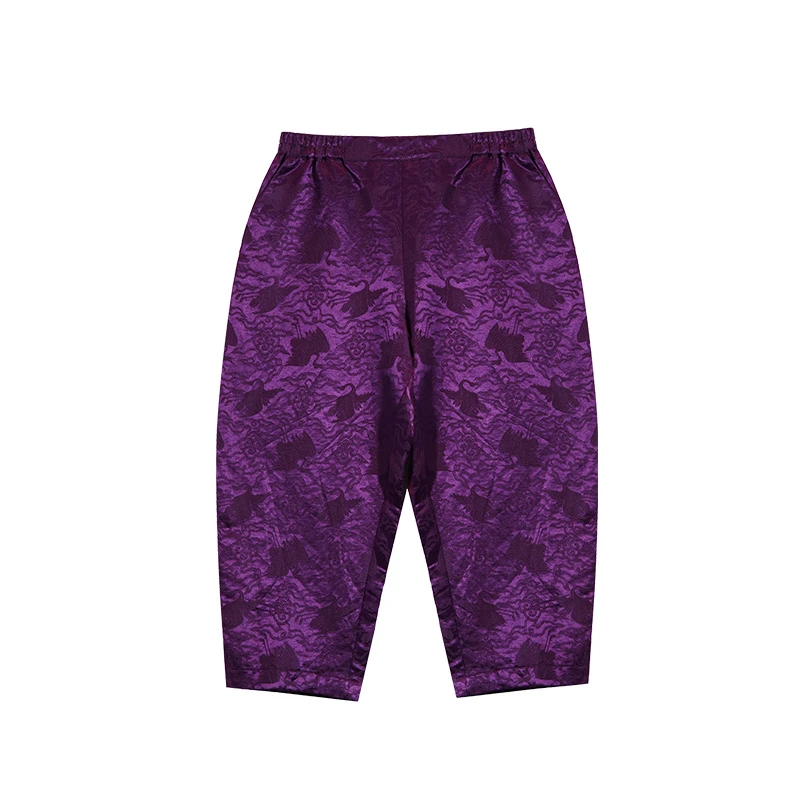 吉丘古儿暗纹提花休闲裤子G231K017夏季薄款九分裤女士通勤小脚裤