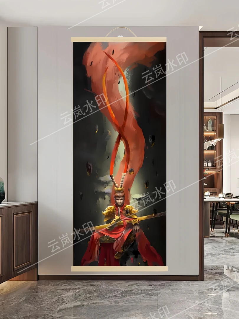 【151齐天大圣】60x120cm现代简约挂轴装饰画办公室家居装饰画