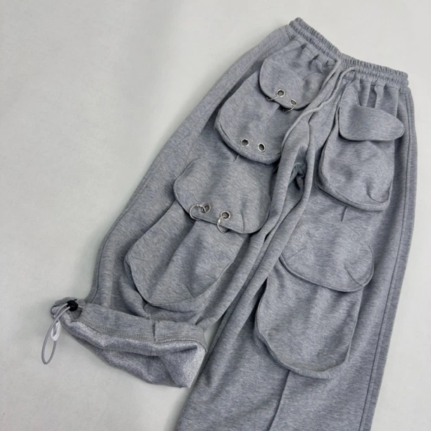 SwingTu 男女童同款直筒工装卫裤美式痞帅长裤