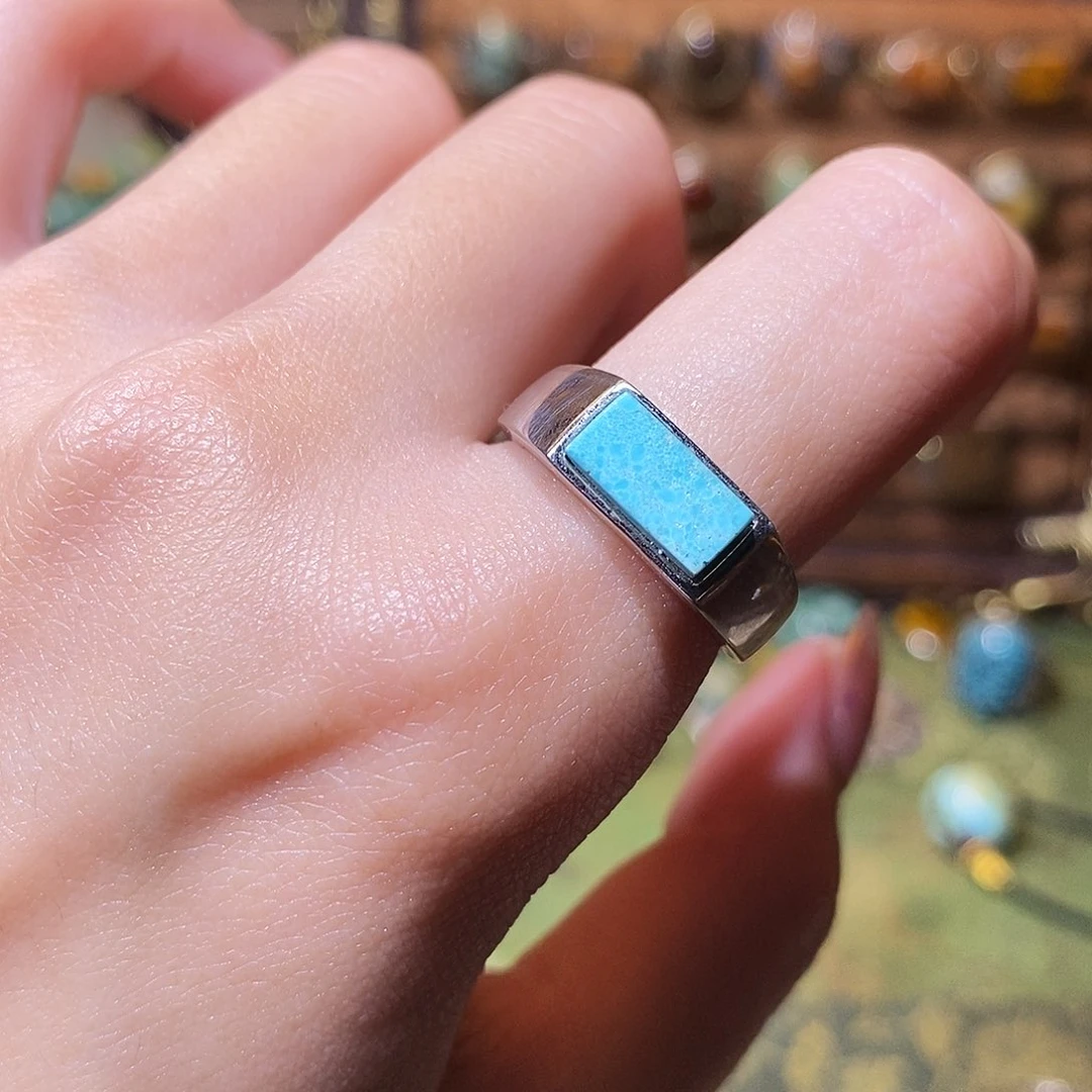 绿松石银S925镶嵌戒指