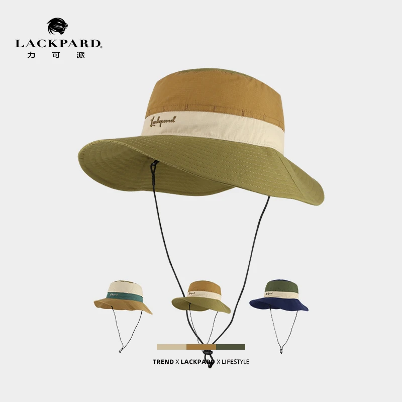 【新品】LACKPARD夏季渔夫帽户外遮阳帽子男女大檐防晒帽