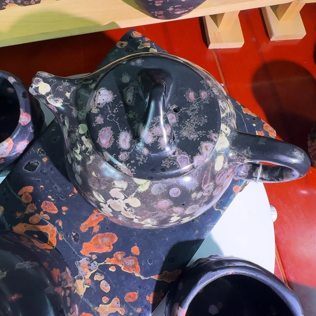 幽***汝石梅花玉石瓢茶壶