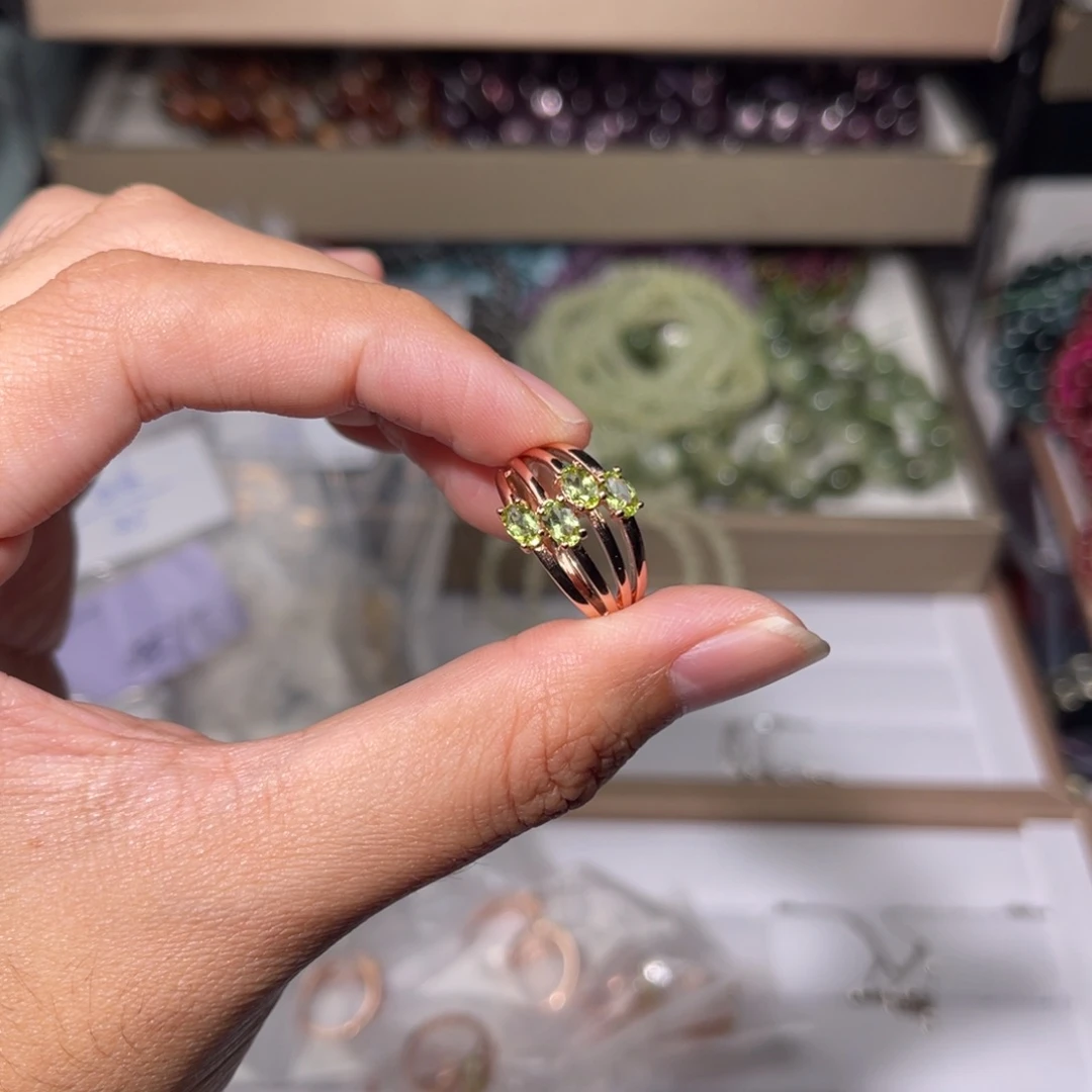 水晶手链银S925镶嵌橄榄戒指017