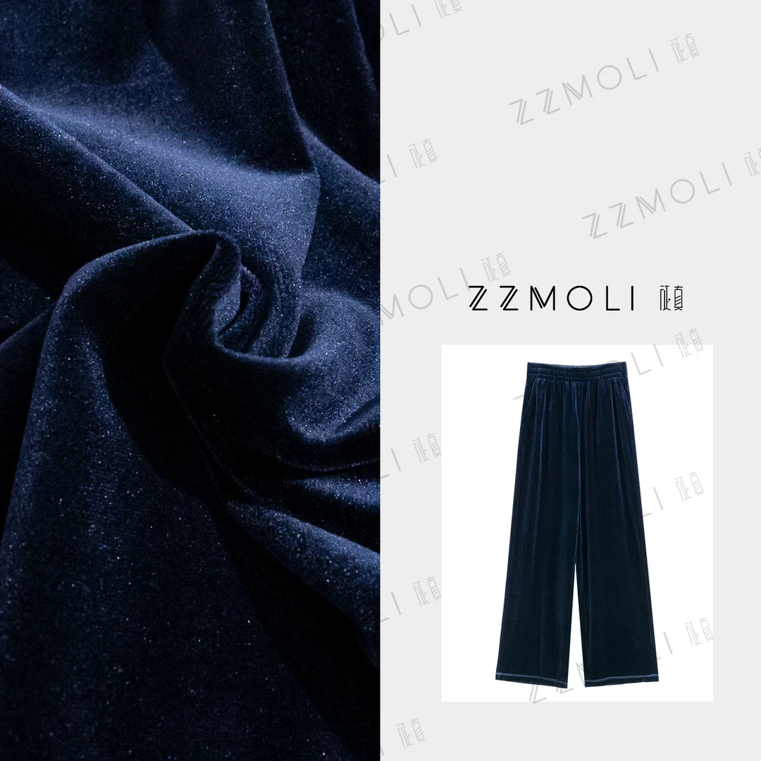 ZZMOLI“霍达兰”百搭宽松丝绒阔腿裤女款休闲显瘦直筒裤子ZBK90198
