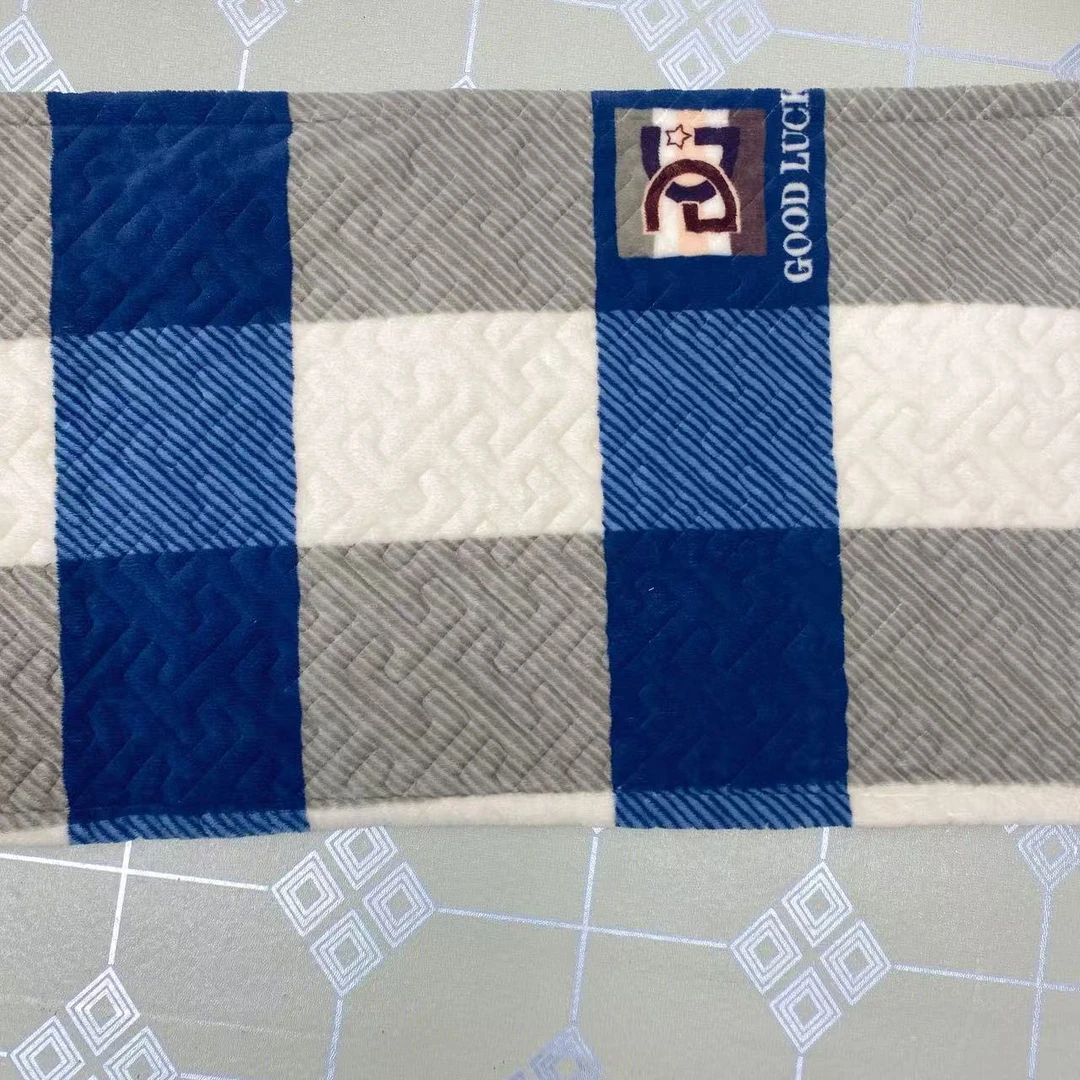 冬季牛奶绒ab版加厚床盖【蓝色格子】冬季必备无静电舒适亲肤柔软