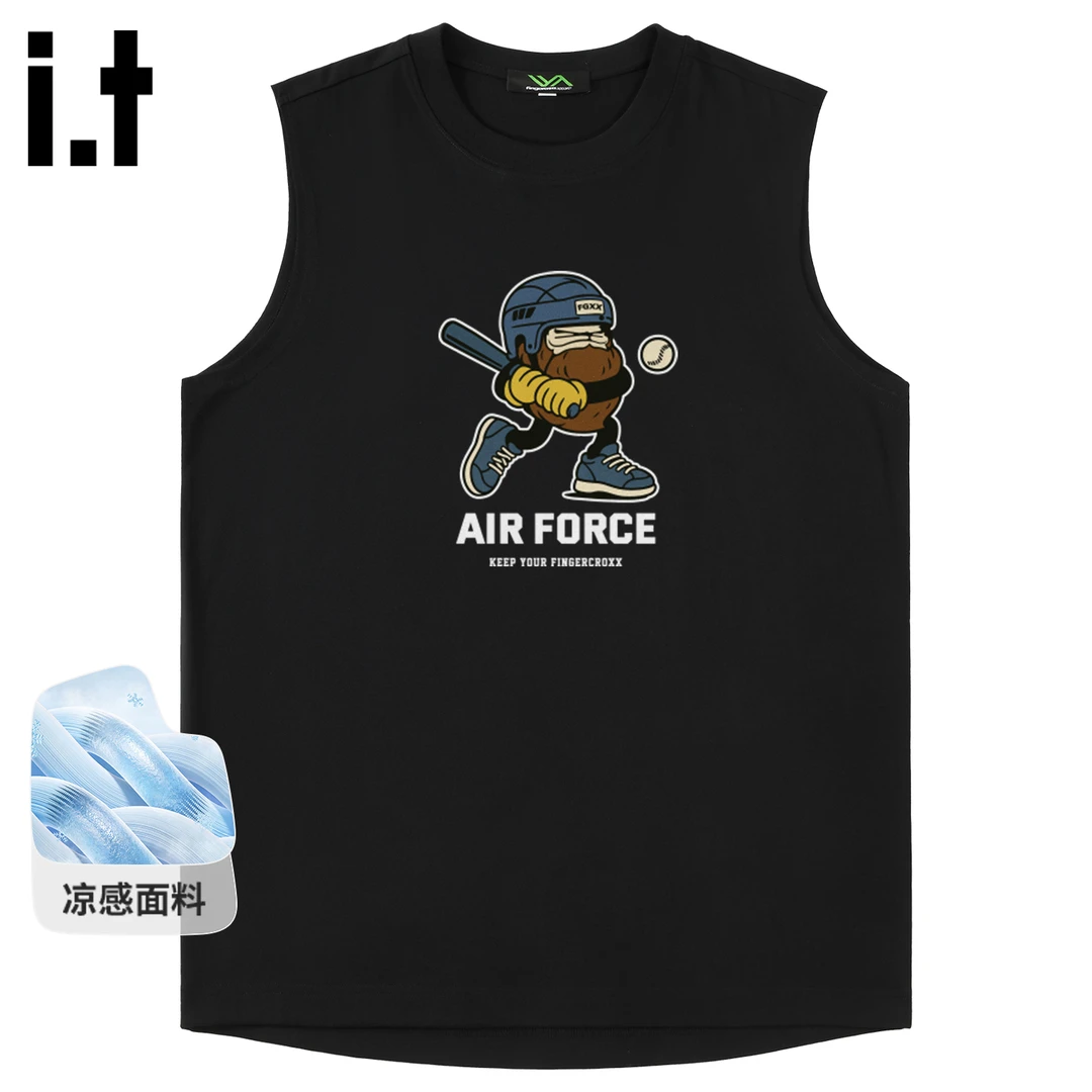 it FINGERCROXX黑色背心男夏季运动健身无袖t恤男士篮球坎肩汗衫