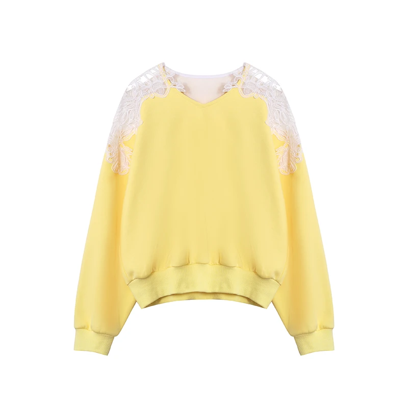 【私人高定】V领蕾丝拼接性感显瘦设计款卫衣A2908JJ