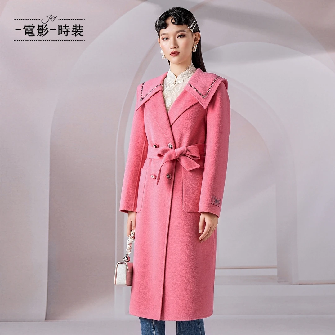 【媛媛女王专享】一电影一时装100%绵羊毛双面呢大衣外套FECG141627