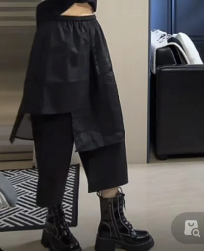 0258266不规则腰封七分裤 时尚简约个性百搭休闲舒适宽松减龄