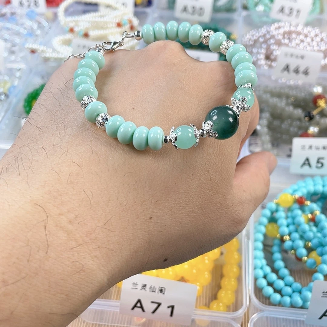 檀香木手串银S925镀金镶嵌