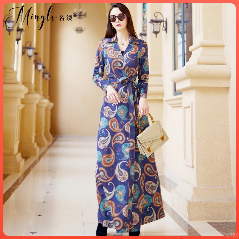 欧美气质2025年女装新款秋季秋冬法式到脚踝拖地长裙超长款洋装