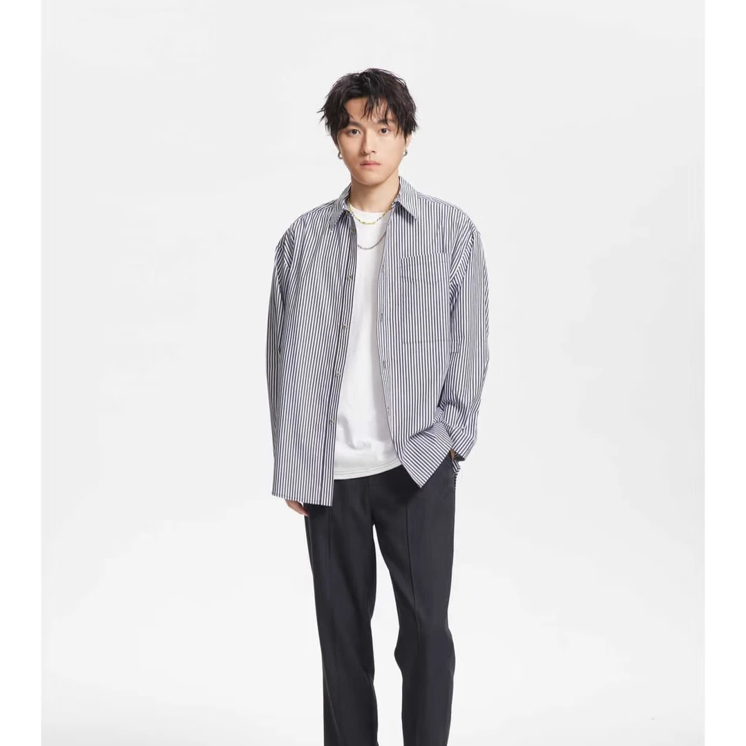 P04-122301-DAT春秋季时尚潮流条纹设计衬衣衬衫