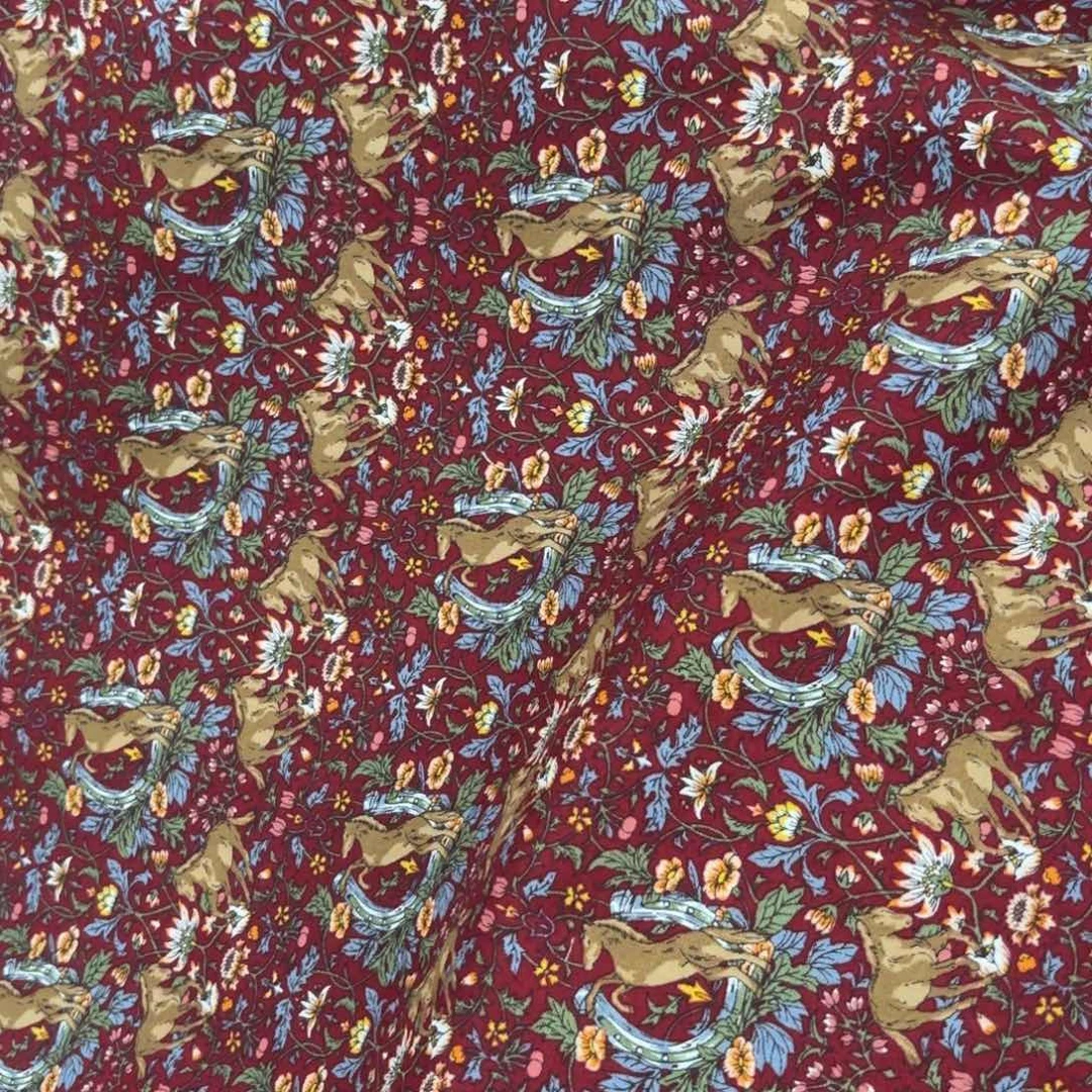 棉日本cosmo新款棉100%20支马红色半米