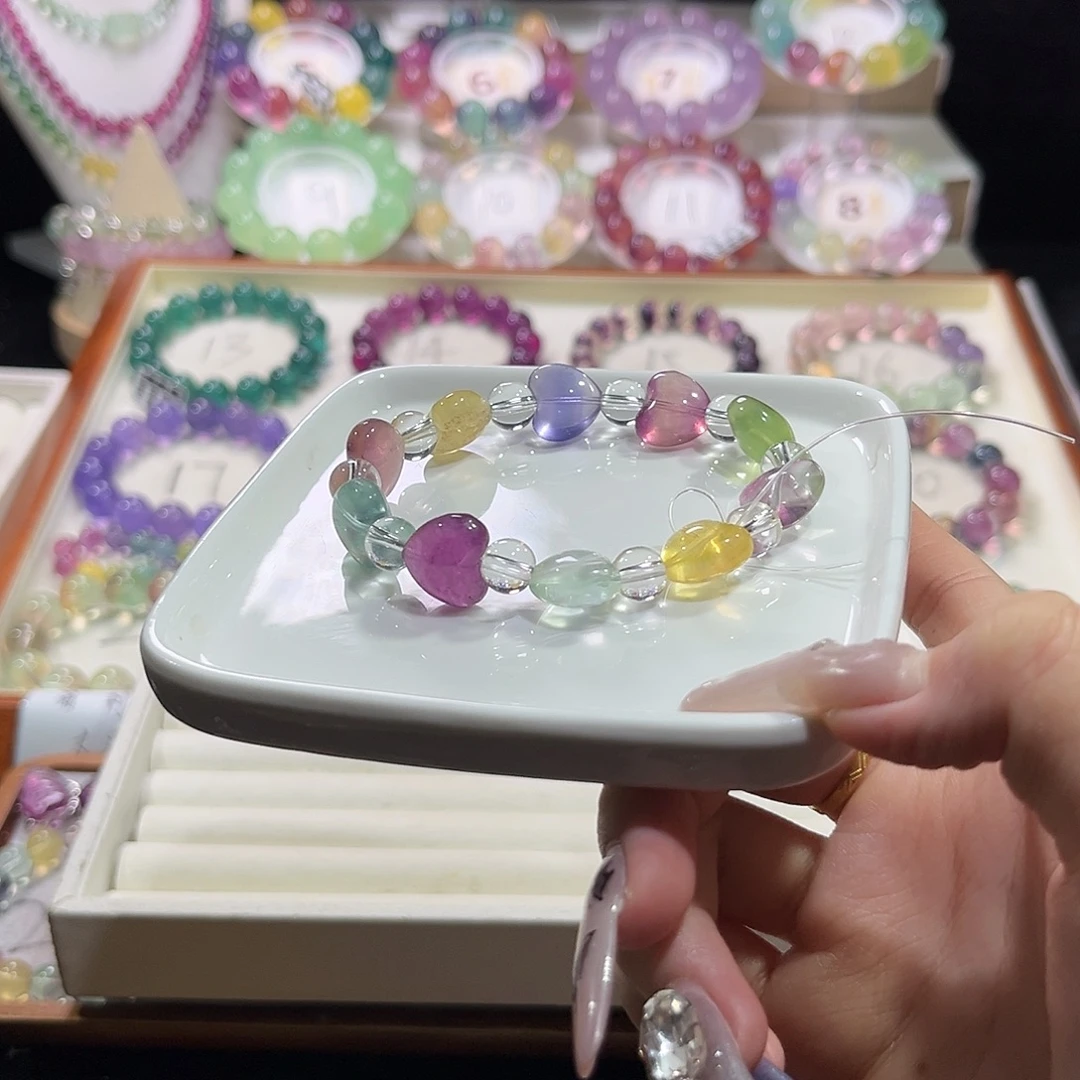 未镶嵌手链萤石彩虹爱心