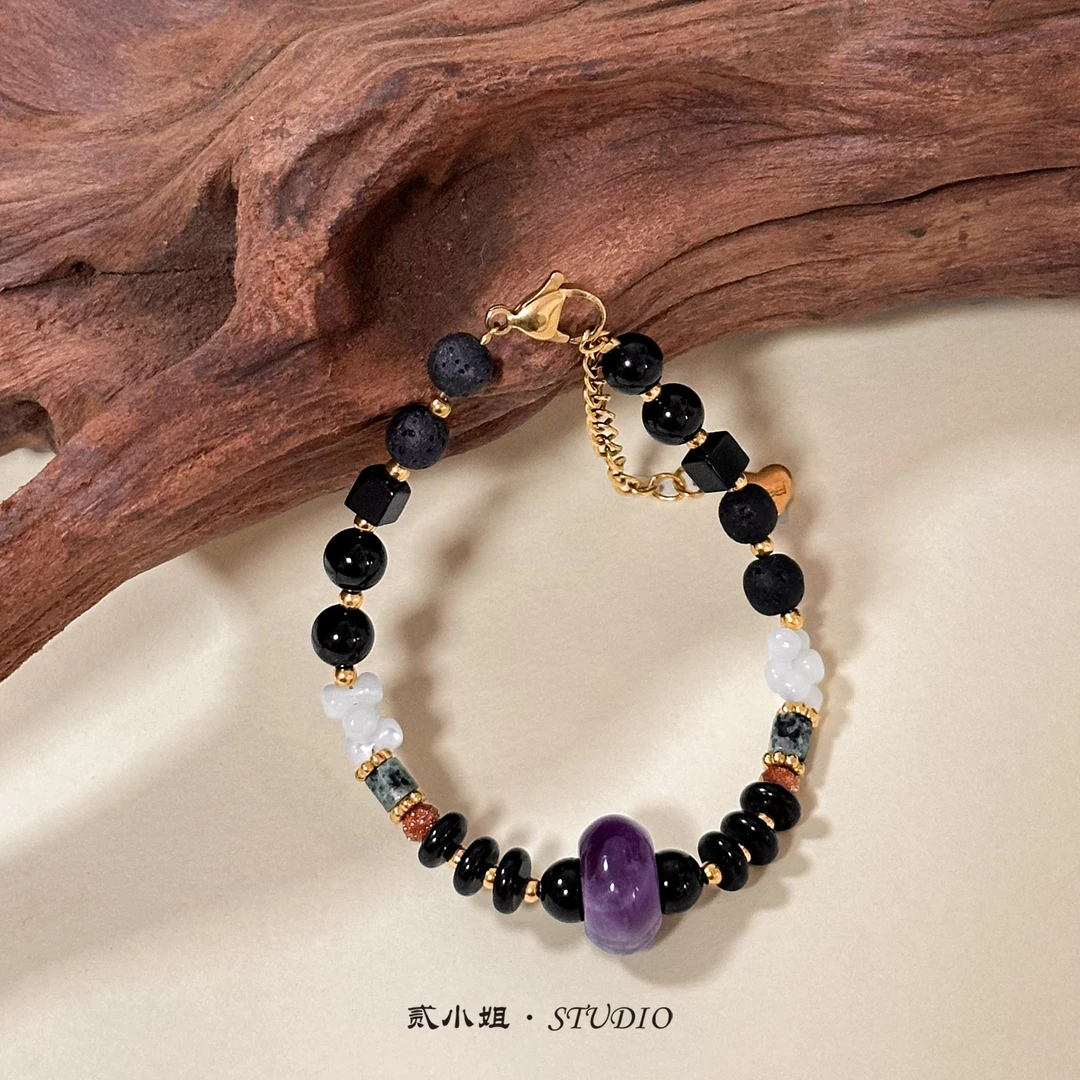 贰小姐原创天然石玛瑙小众精致手链G98
