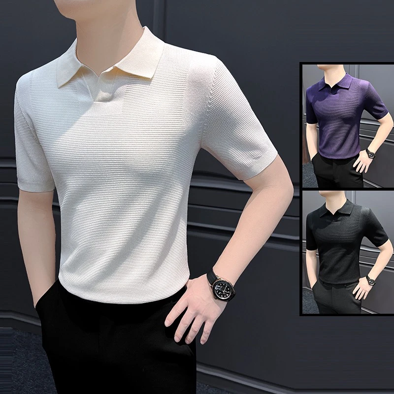 Npkp Couture官方正品/冰丝带领男士短袖t恤2025新款高级感商务修