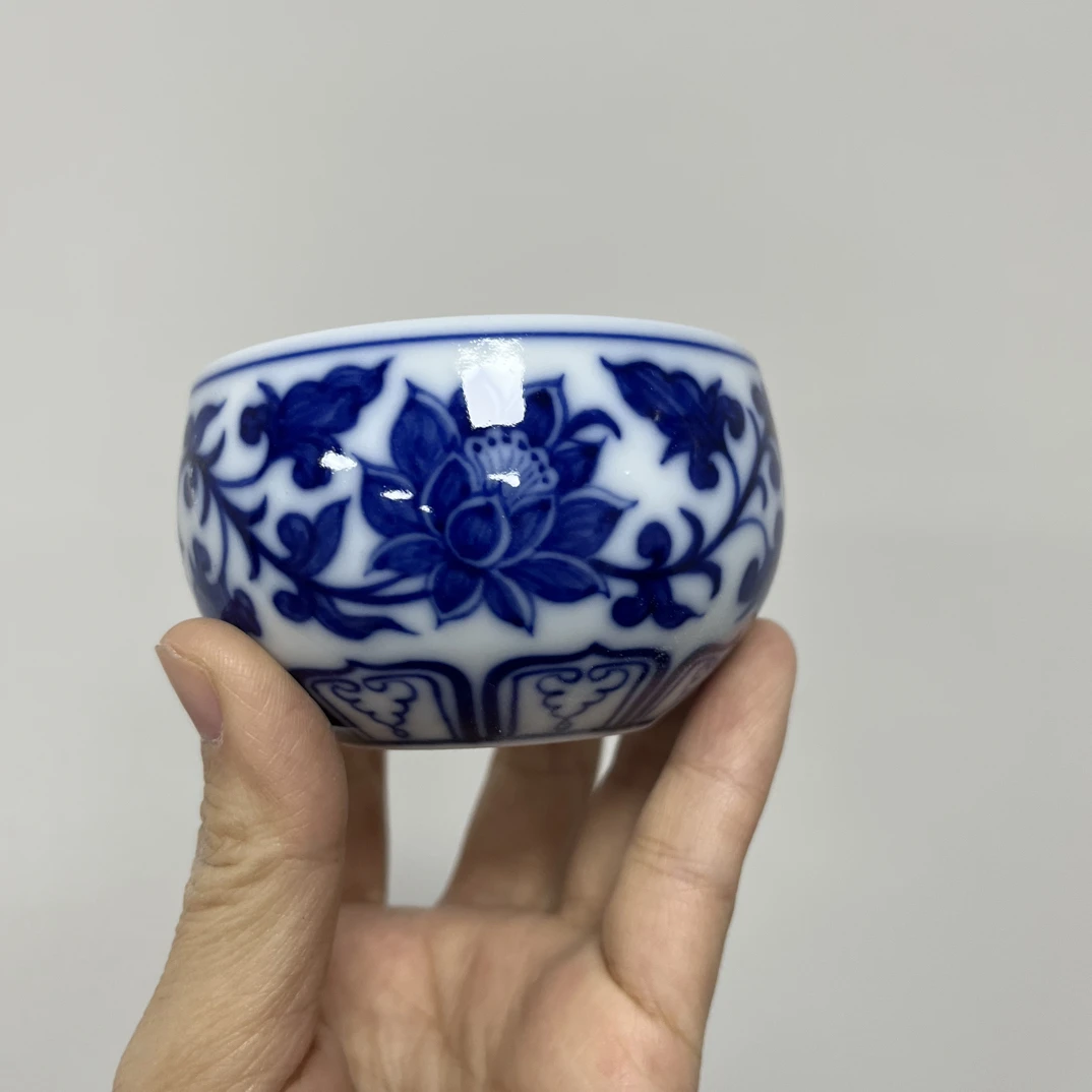 柴窑缠枝莲圆融杯微瑕现代瓷