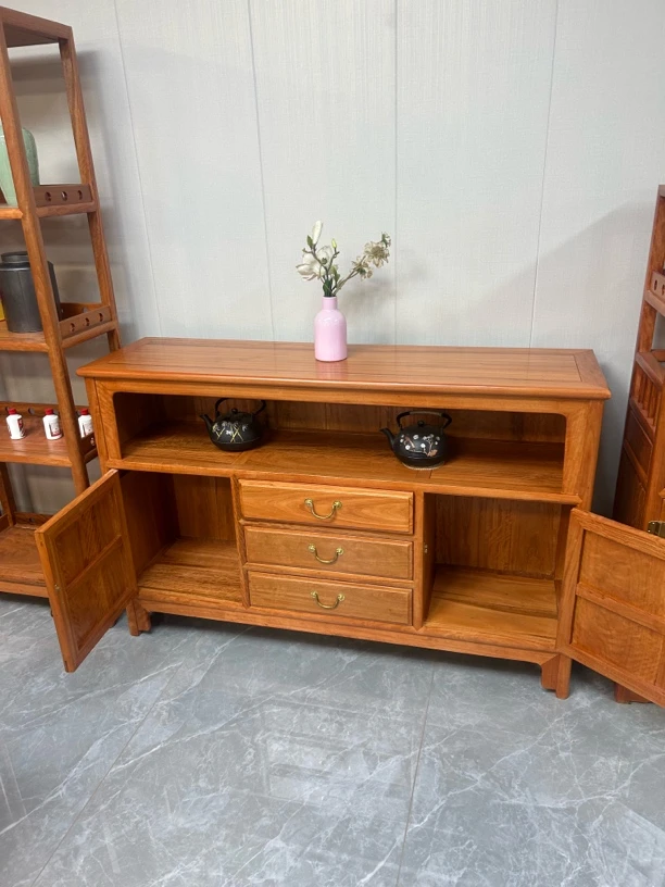 花梨木新中式餐边柜家庭靠墙展示柜简约茶室玄关柜抽屉式