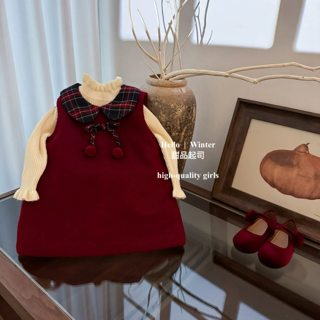 【甜品起司】喜至福来！女宝宝学院风可爱小樱桃公主裙红拜年服 2779