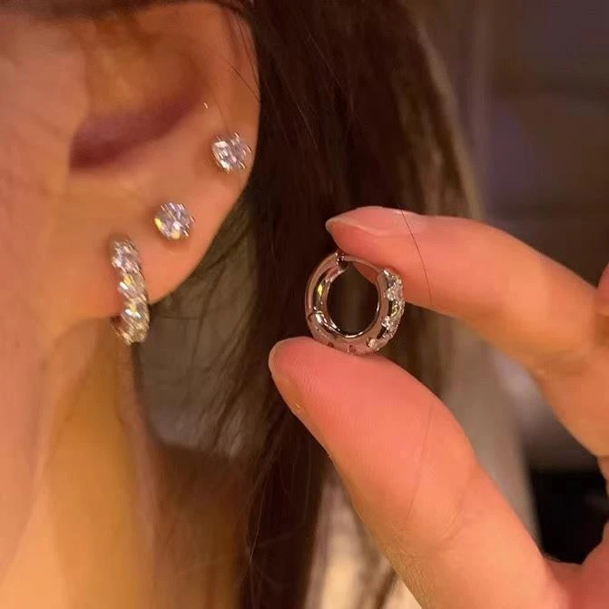 铜合金耳饰 925银针7079《星月》到手4件~锆石气质小众设计感耳钉