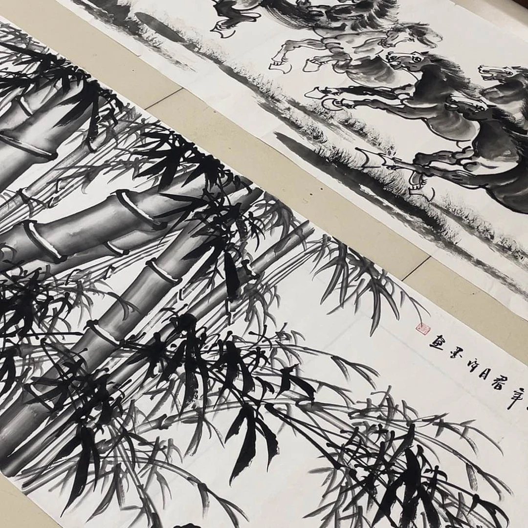 国画纯手绘的花鸟山水