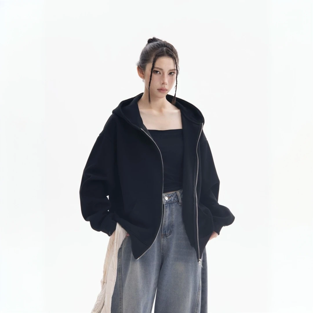 美式潮流重磅卫衣女开衫卫衣拉链卫春秋冬季上衣外套女秋季外套