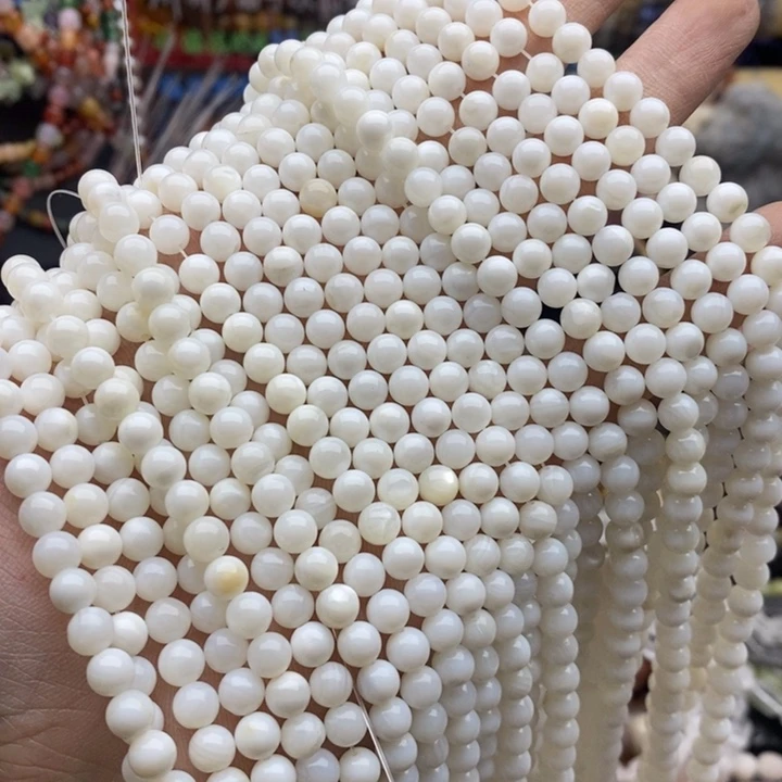 玛瑙/玉髓未镶嵌珠宝半成品一条天然6mm淡水玉化贝壳
