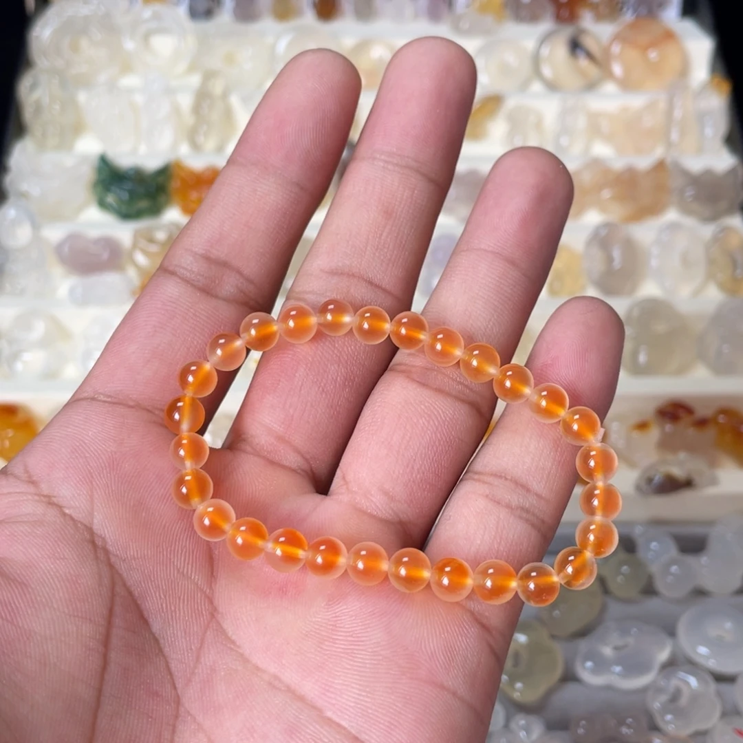 玛瑙/玉髓未镶嵌手链糖心手串6mm微微瑕