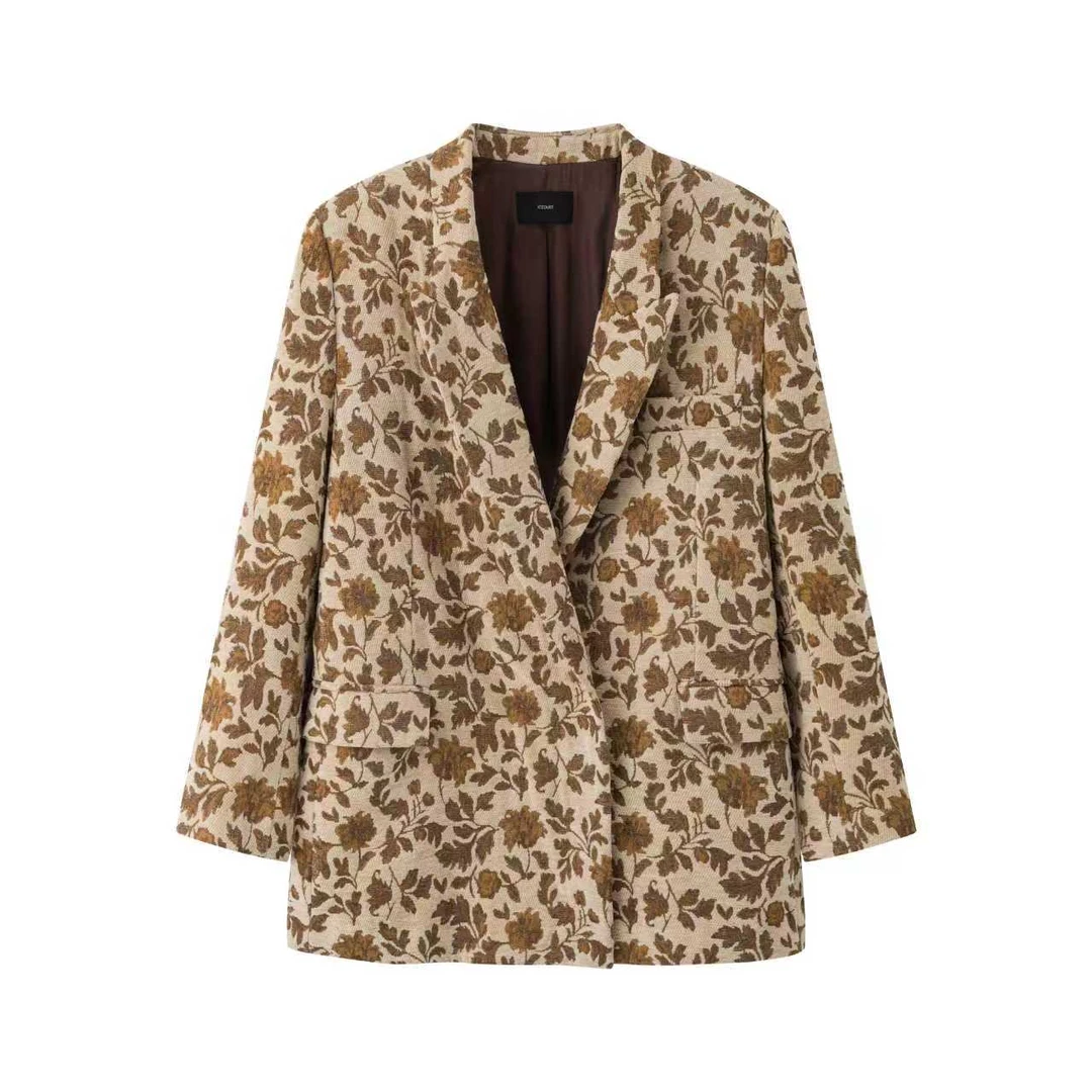 ICE DUST2025冬提花翻领休闲西装外套女2380dopdop买手店