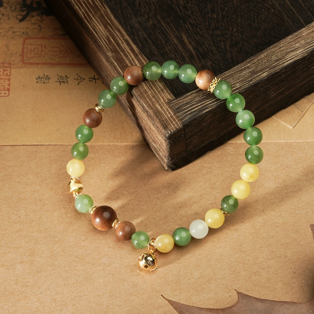 【满园春色】老山檀香顶珠柿子提溜6MM 黑肉虎皮纹单圈手串Q2