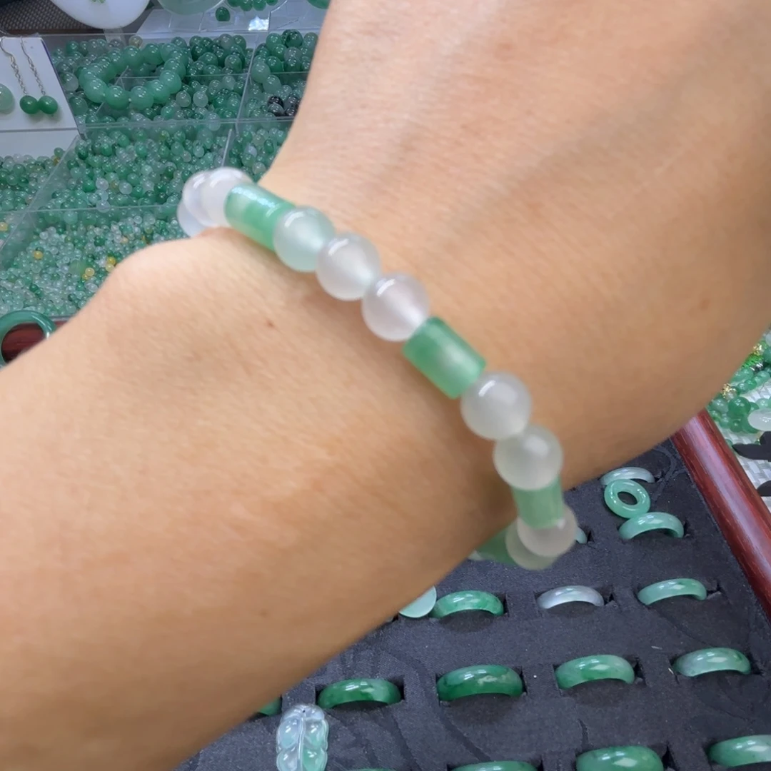 石英质玉（非洲翠）未镶嵌戒指  珠子  手镯冰绿特色手串