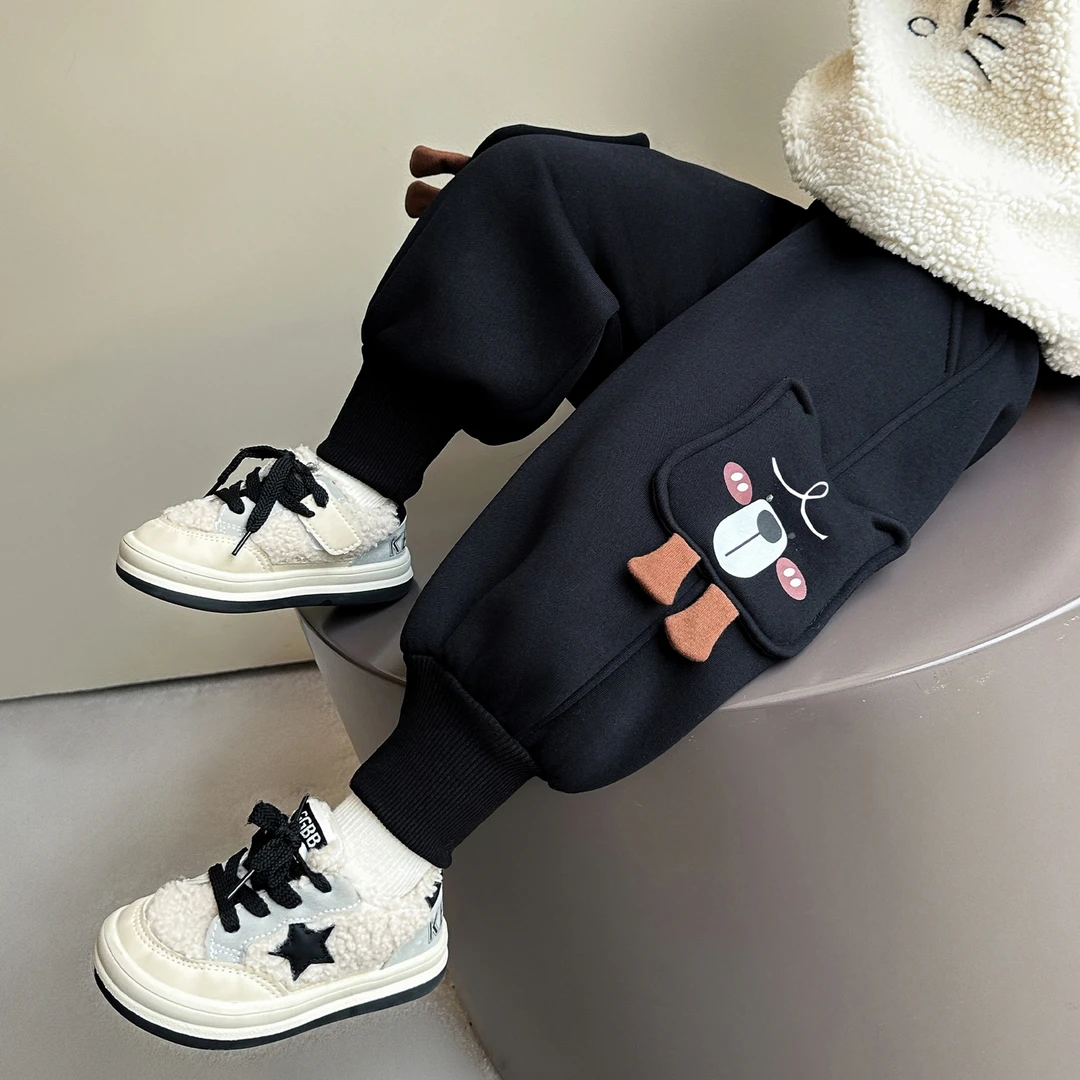 女童加绒哈伦裤儿童韩版洋气加厚休闲裤小女孩宝宝秋冬装2025新款