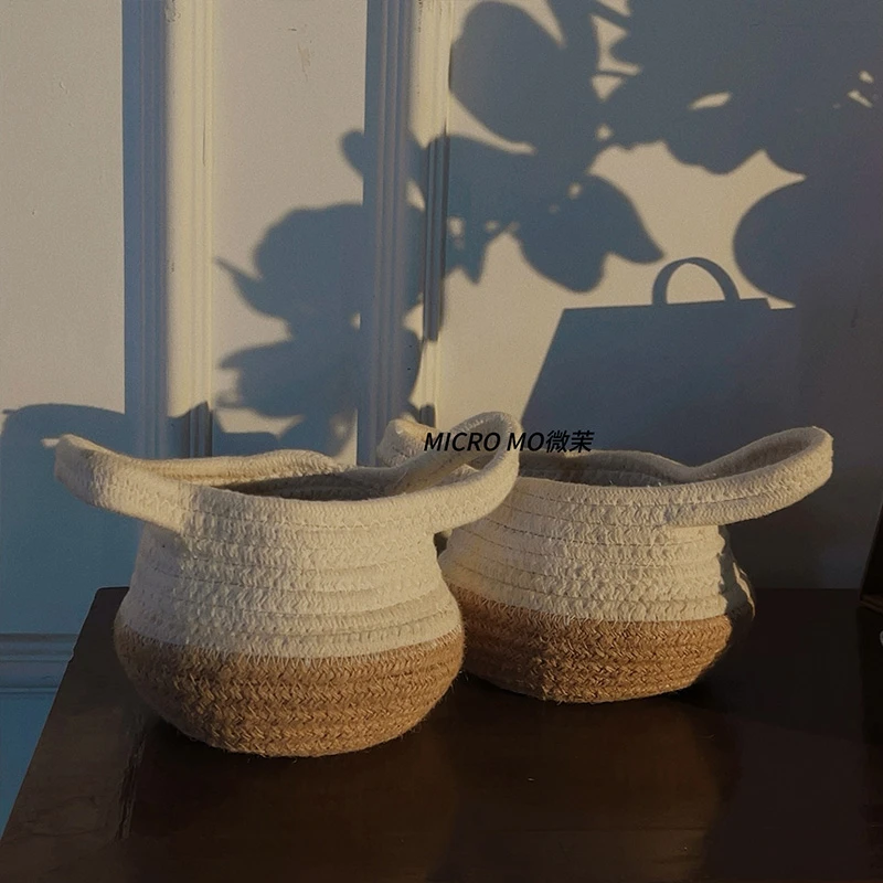白棕提手布袋·家居用品花瓶花盆摆件客厅装饰田园风摆设