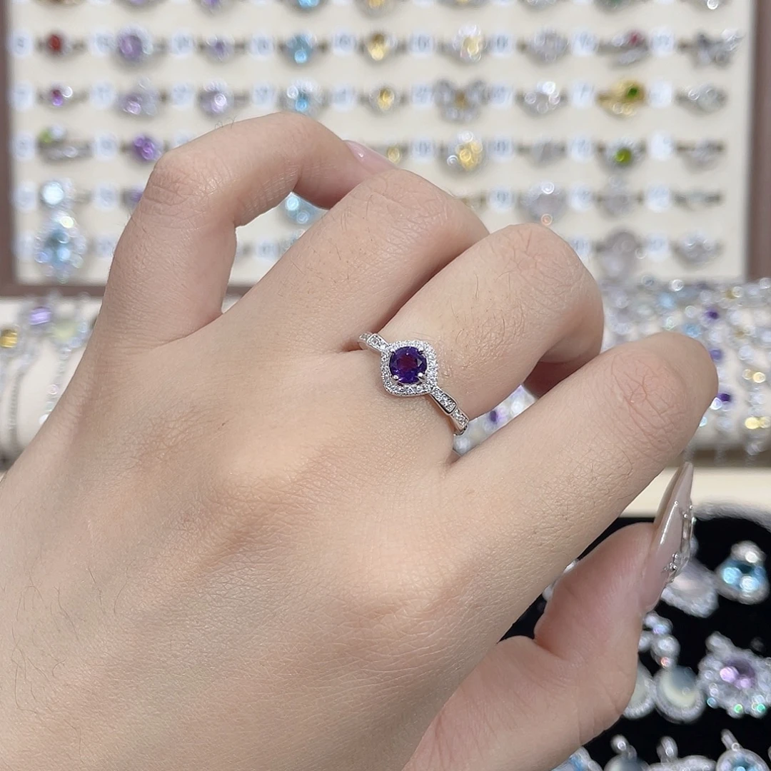 戒指银S925镶嵌紫晶