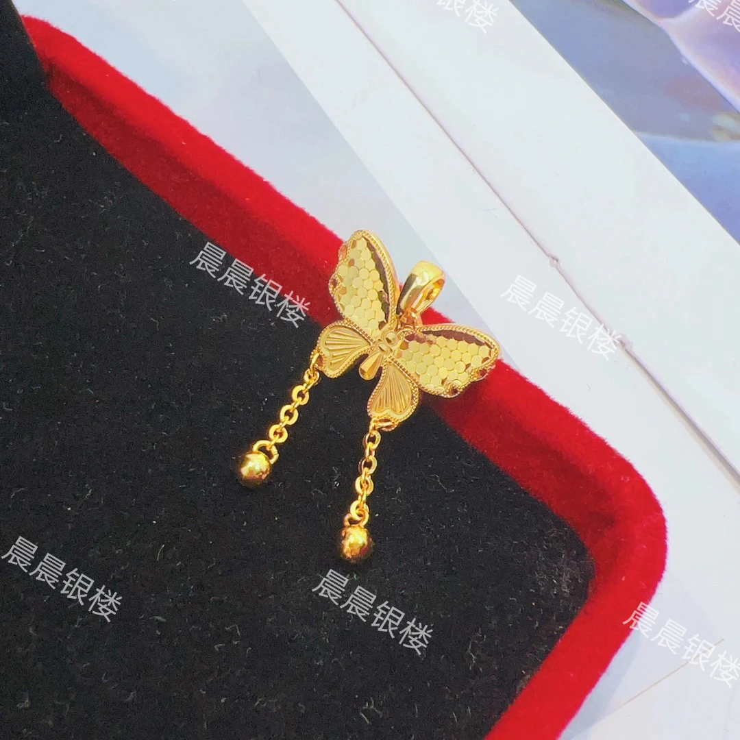 吊坠足银 足银碎冰冰蝴蝶流苏吊坠D110