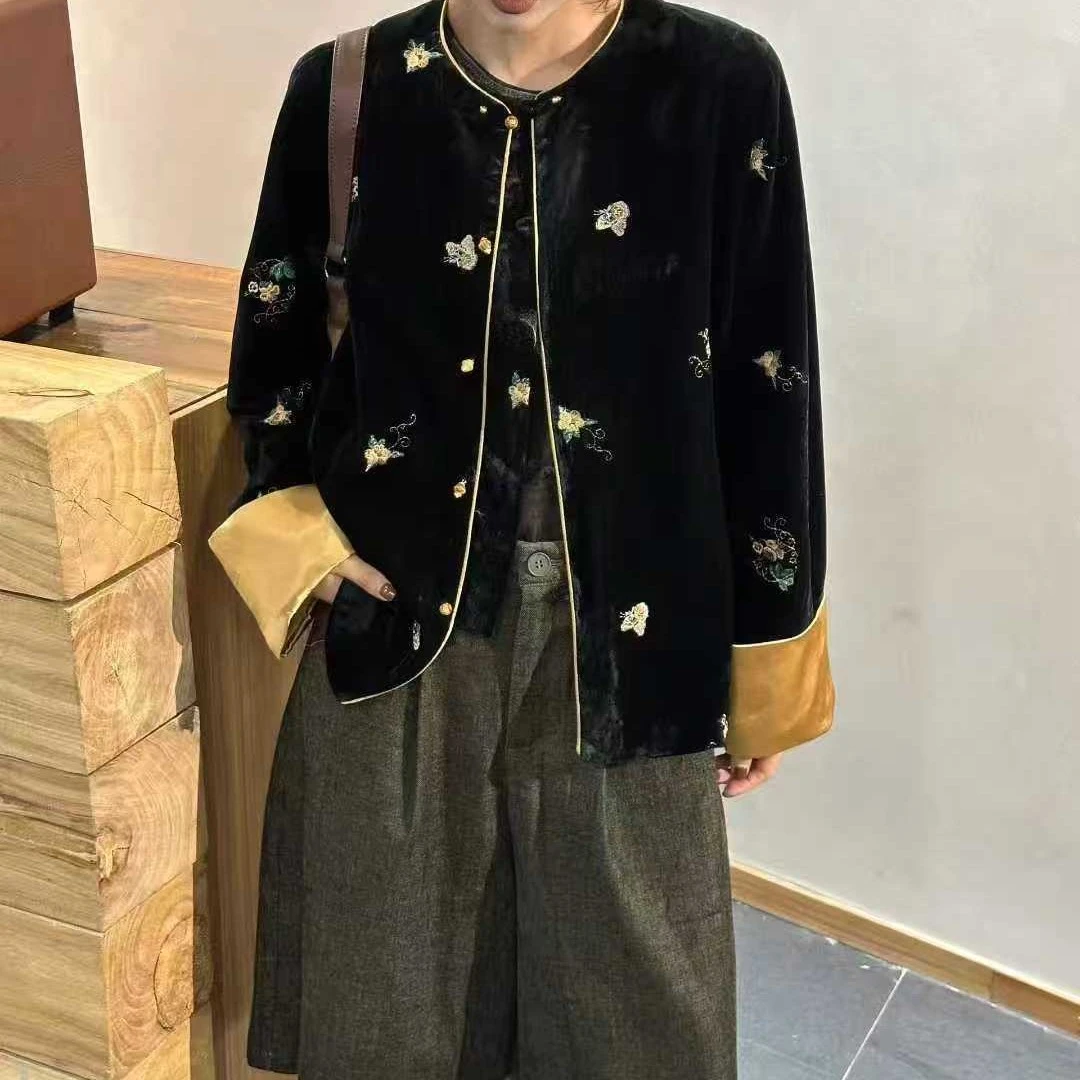 古风刺绣新中式蝴蝶绣花女士重工秋季短外套均码
