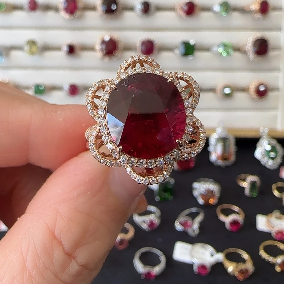 碧玺戒指18K金镶嵌6.85ct