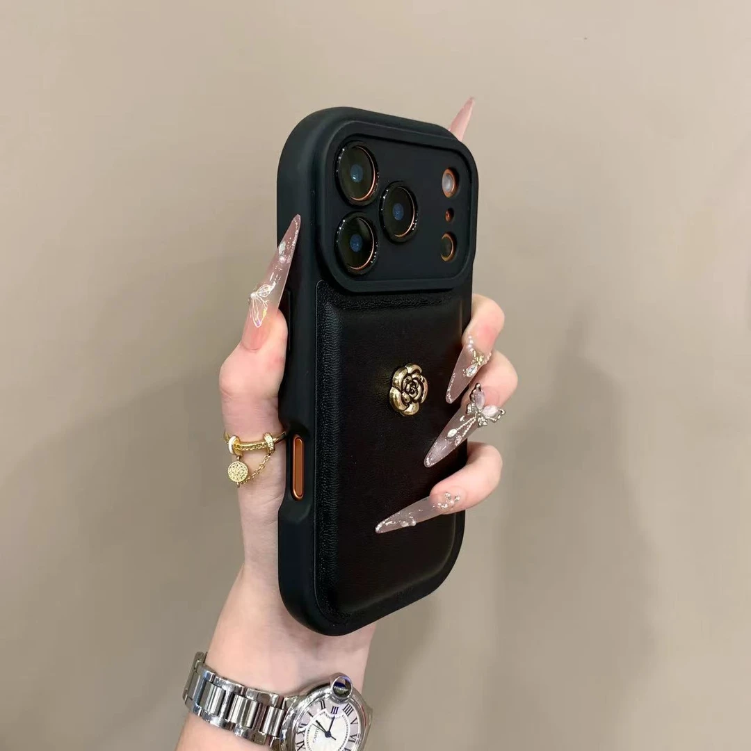 高颜值气垫山茶花适用iPhone17pro手机壳16promax时尚15个性14/13