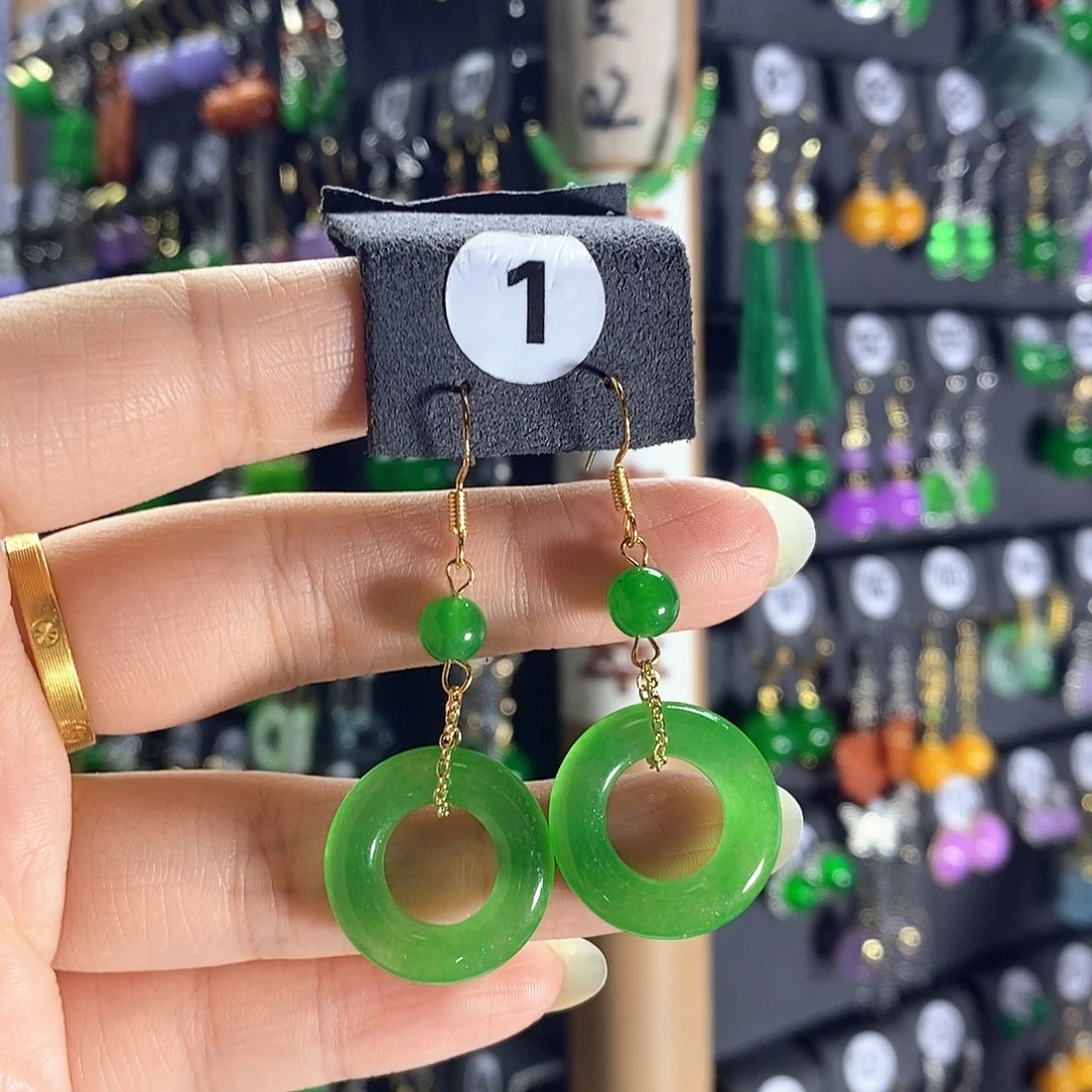 翡翠银S925镶嵌耳饰1