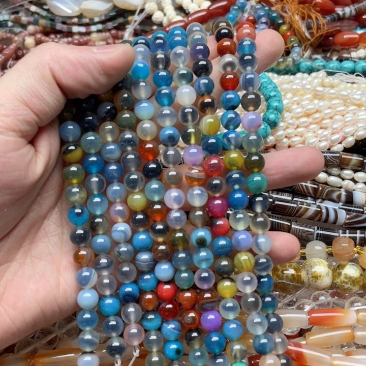 玛瑙/玉髓合金珠宝半成品一条8mm糖心玛瑙