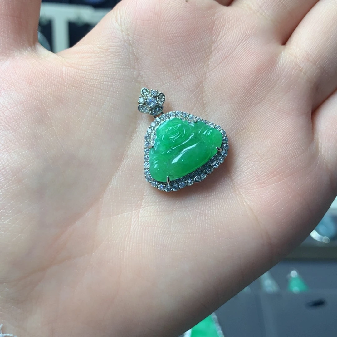翡翠银S925镶嵌挂件