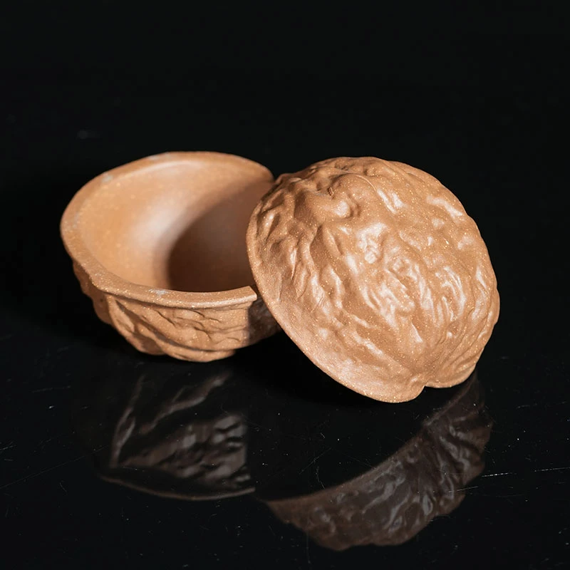 核桃对杯 花器全手工宜兴原矿紫砂 主人杯 紫砂杯