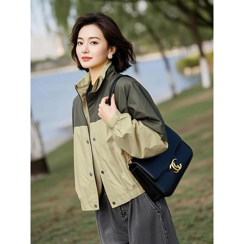 2025春秋韩式新款立领夹克上衣女休闲百搭设计感个性小众时尚外套