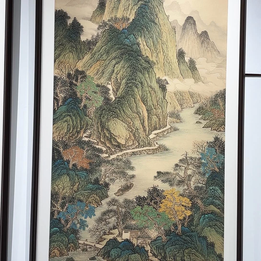 把***我国画家在青山绿水间 8平尺不带框