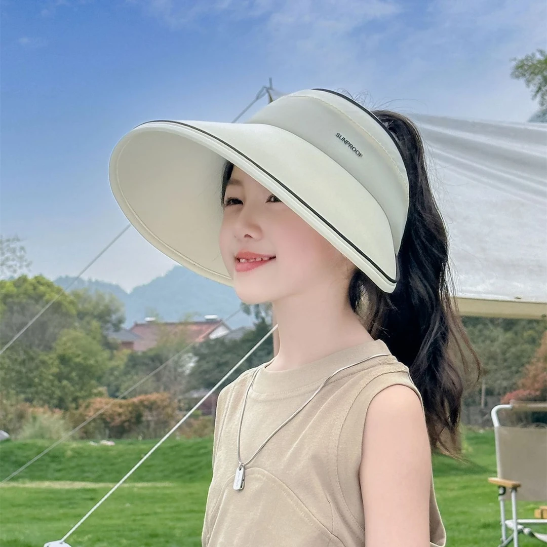 儿童帽子夏季男女童防紫外线遮阳帽宝宝户外简约户外帽空顶防晒帽