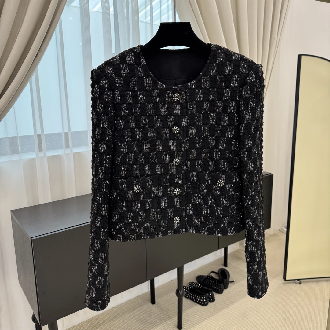 26早春新品黑色小香风时尚套装