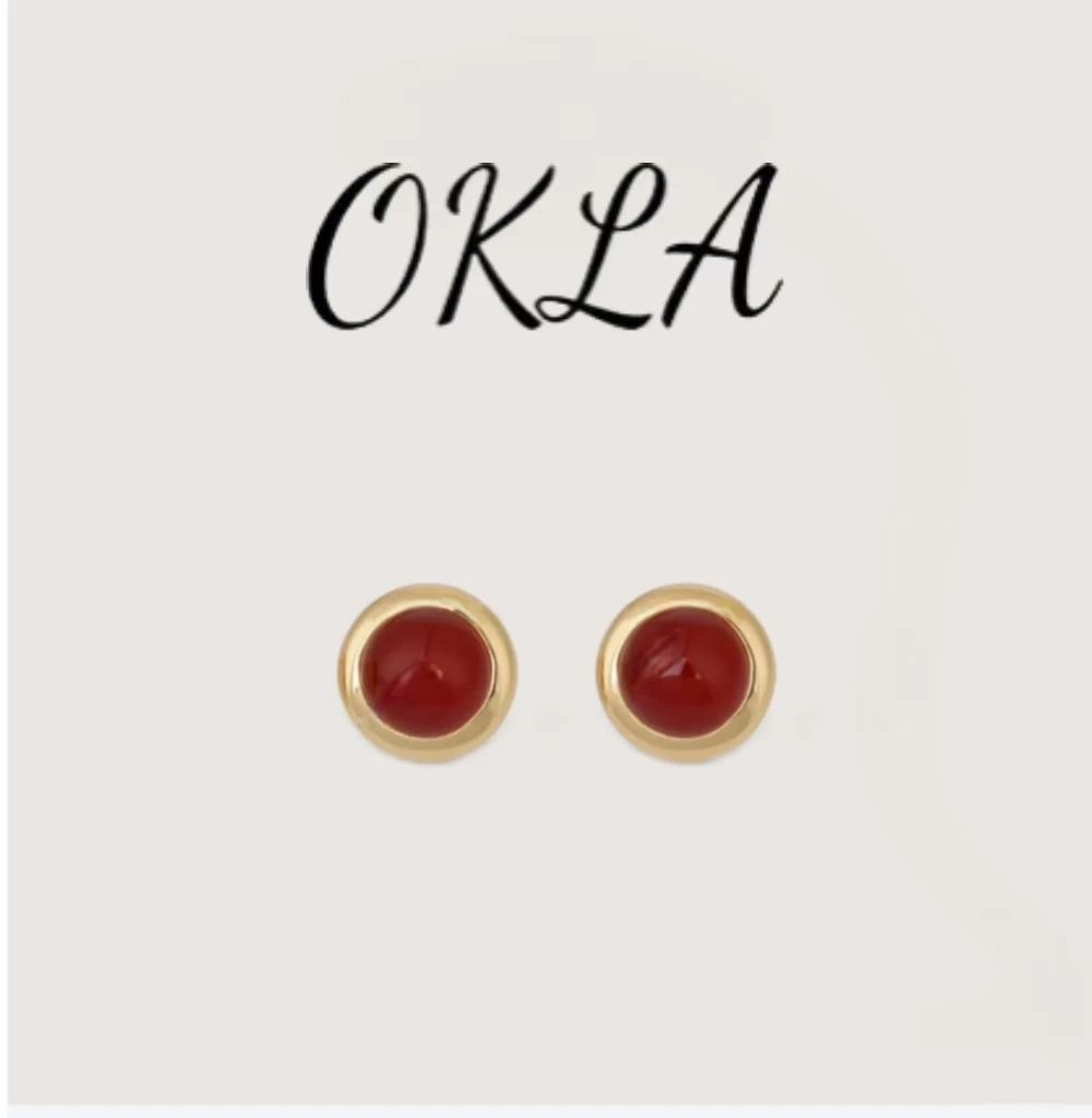 铜合金仿水晶耳饰 红色耳钉本命年复古国潮耳饰新款潮百搭耳饰