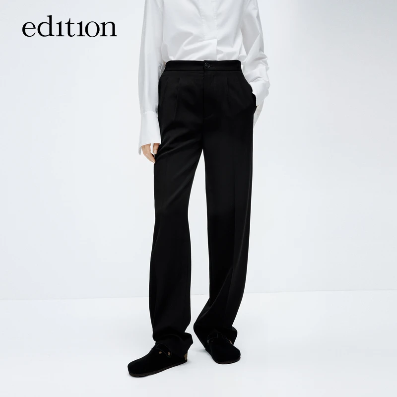 【赵老板专属】商场同款edition羊毛精纺直筒黑色西裤#EBD1PAT009