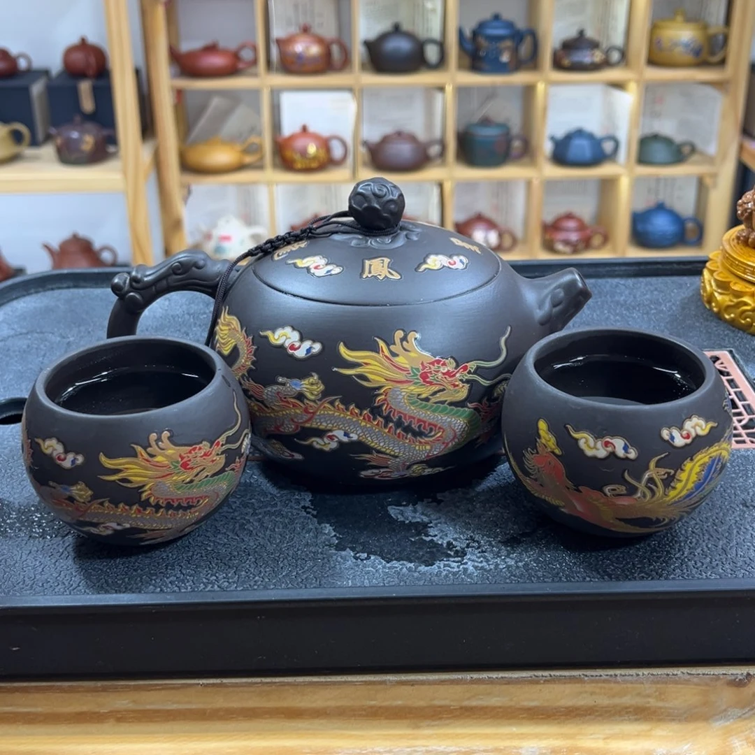 紫砂紫砂龙凤变色西施（一壶两杯）
