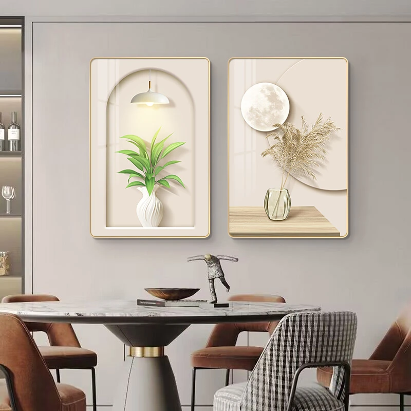 P10景物餐厅现代装饰画两联餐厅装饰挂画高级感墙面壁画